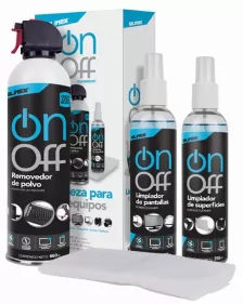 Kit Limpieza On-off Silimex, Aire 660ml Locion Superficies 250ml, Limpia Pantallas 250ml Y 2 Microfibras